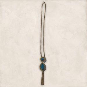 Long Turquoise and Gold Necklace